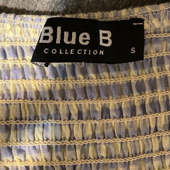 Blue B Collection Smocked Gingham Ruffled Mini Dress Size S - Picture 9 of 11